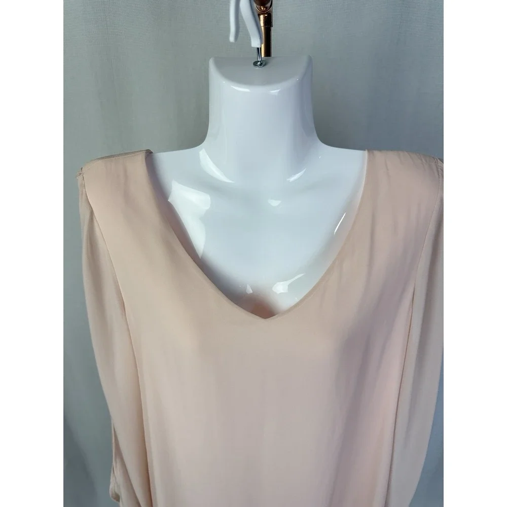 Gianni Bini Women's Blush Pink V Neck Long Sleeve‎ Shift Dress Size M